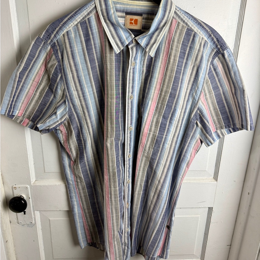 Boss Orange Men’s Striped Short-Sleeve Button-Up – EU Designer Casual Style